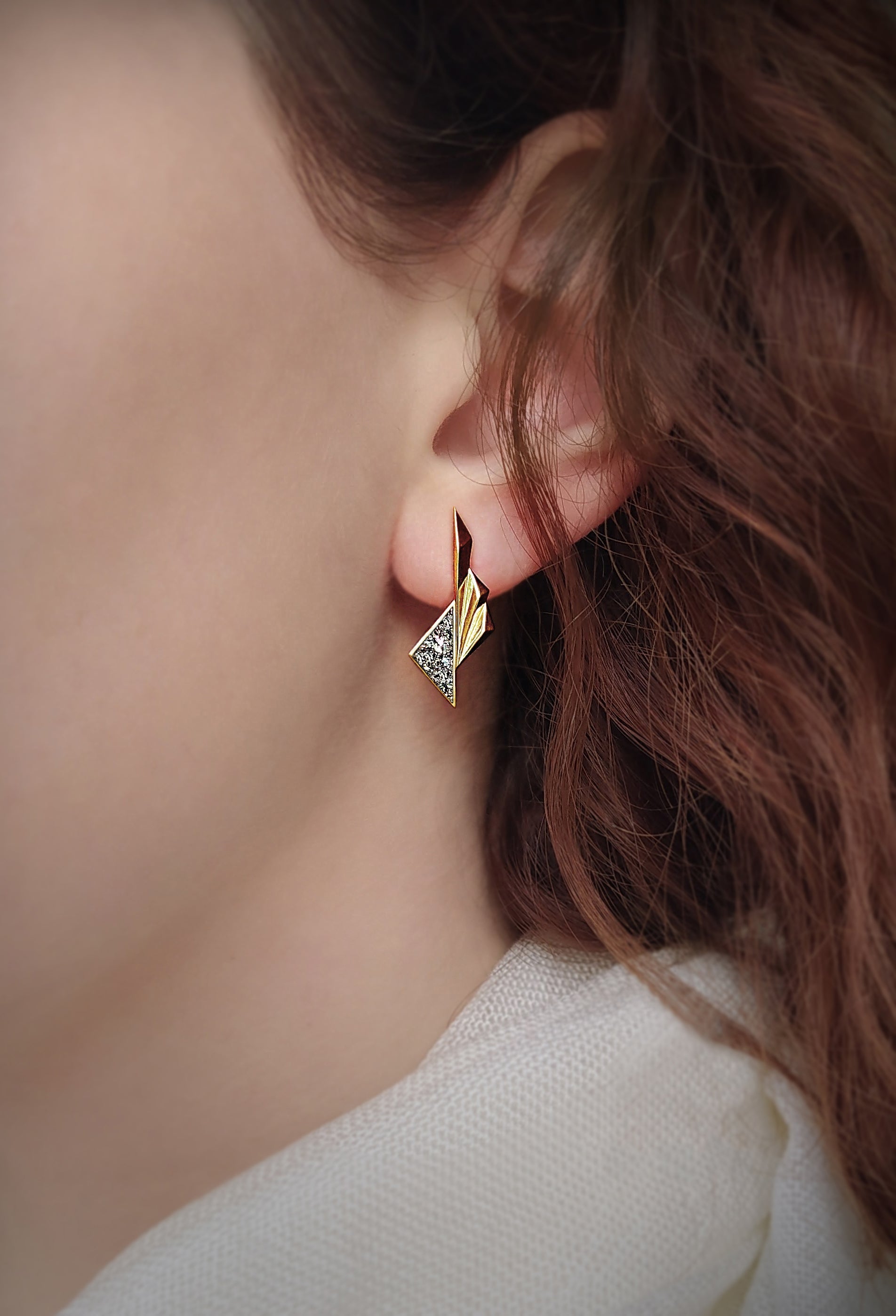 Brass Earrings with Pyrite by Karine