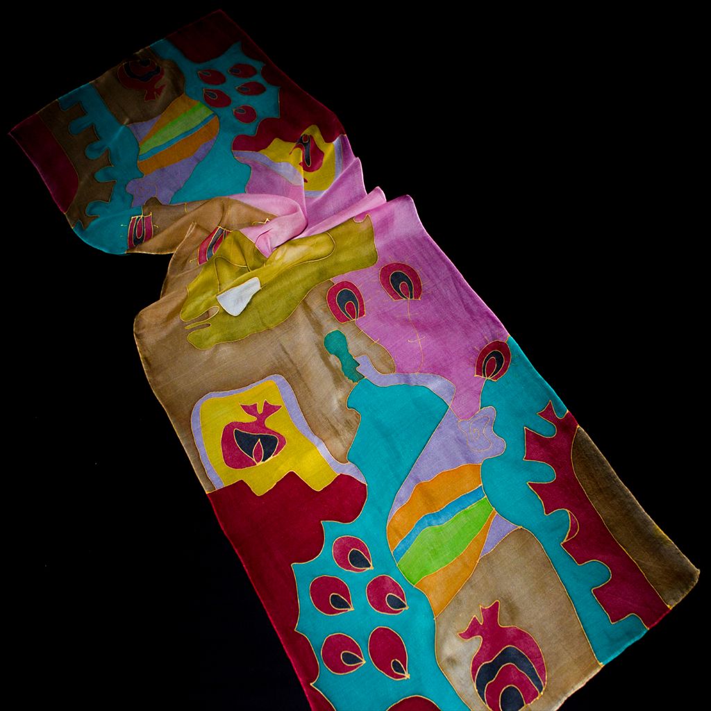 Shoghik Armenian Silk Scarf - Colorful