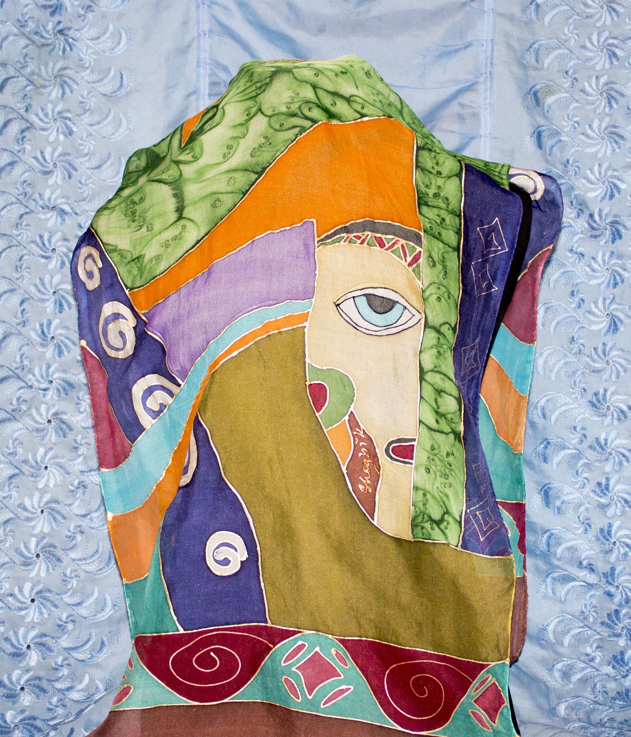 Armenian Handmade Silk Scarf - Armenian Girl. Abstraction