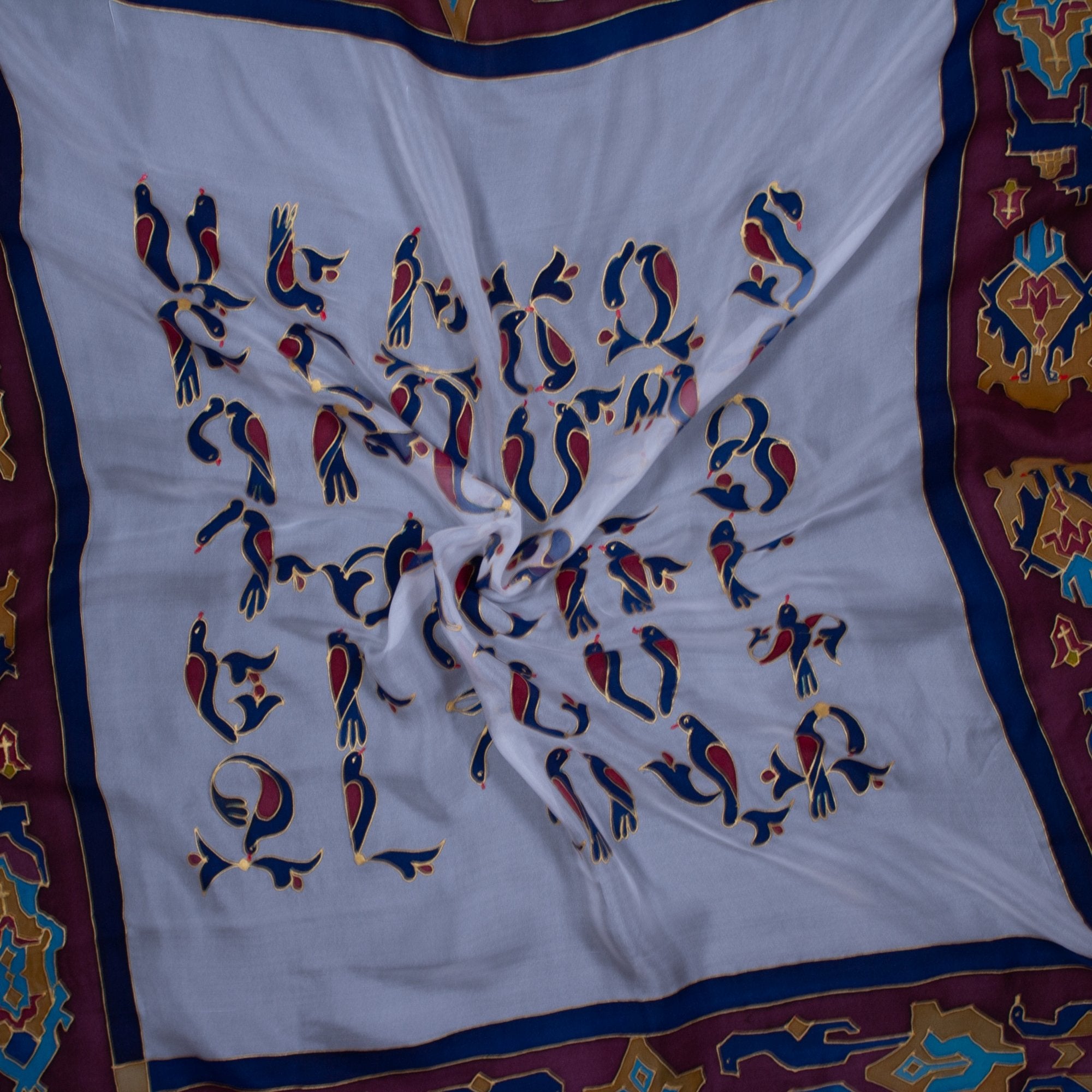 Armenian Handmade Silk Scarf - Letters