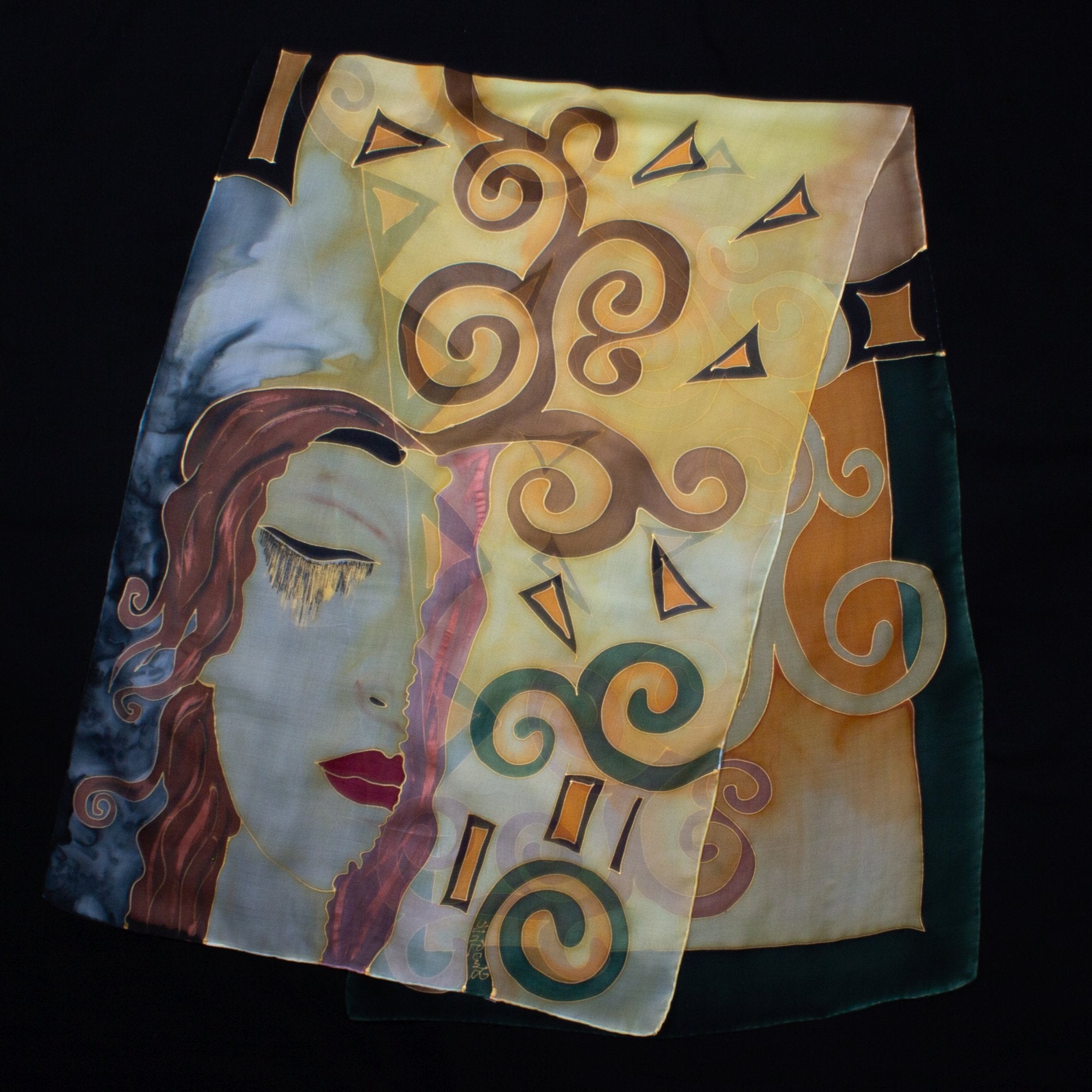 Armenian Handmade Silk Scarf - Armenian Girl. Abstraction