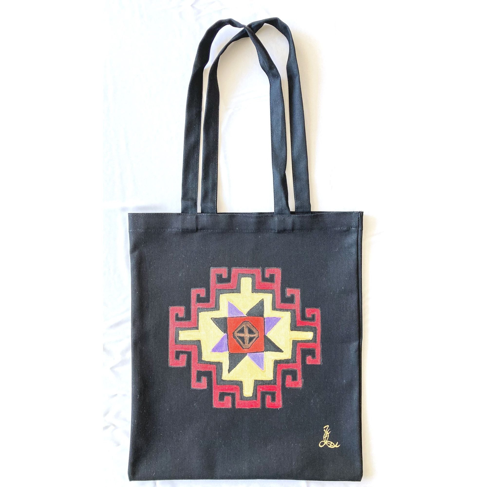 Lyun Batik Hand Painted Tote Bag - Armenian Ornaments
