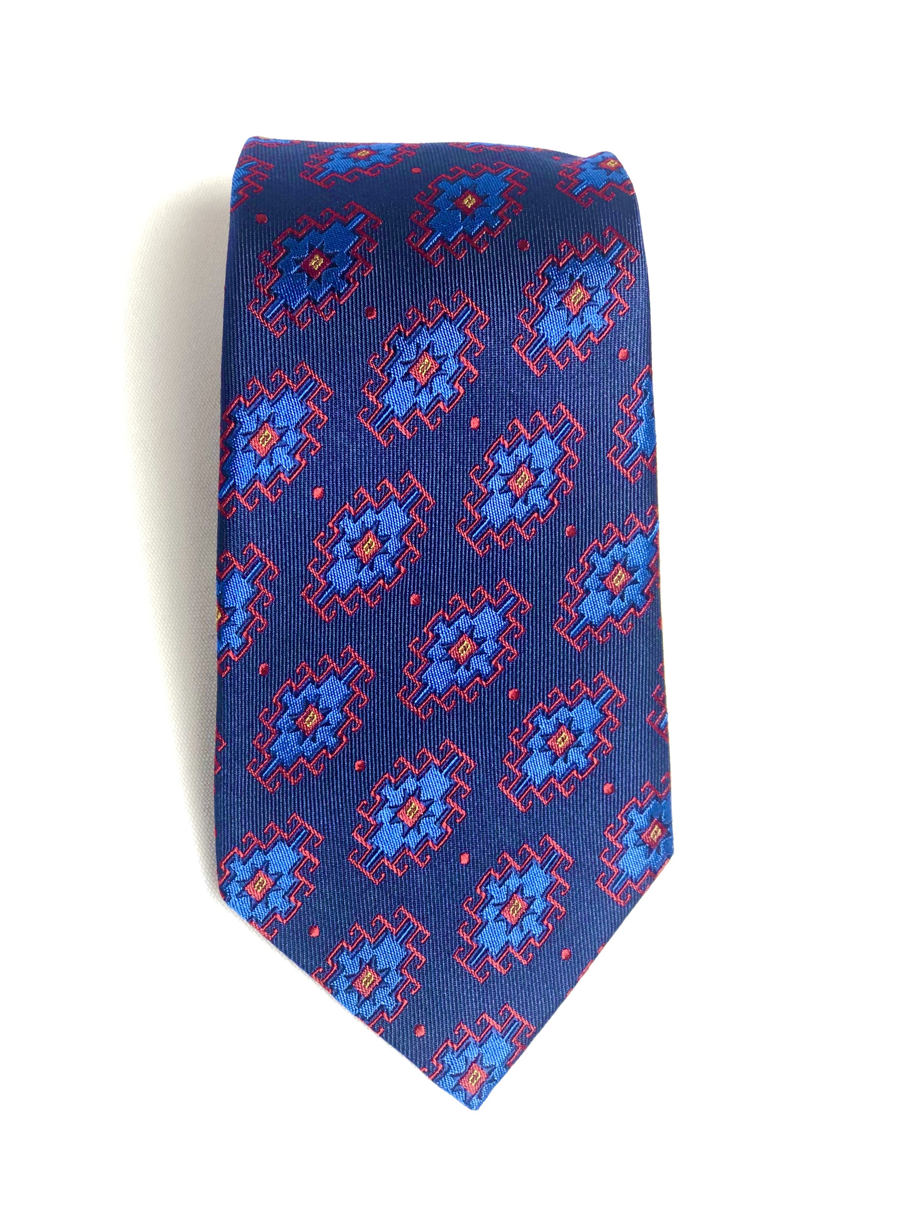Anet's Collection Armenian Rug Silk Necktie Navy