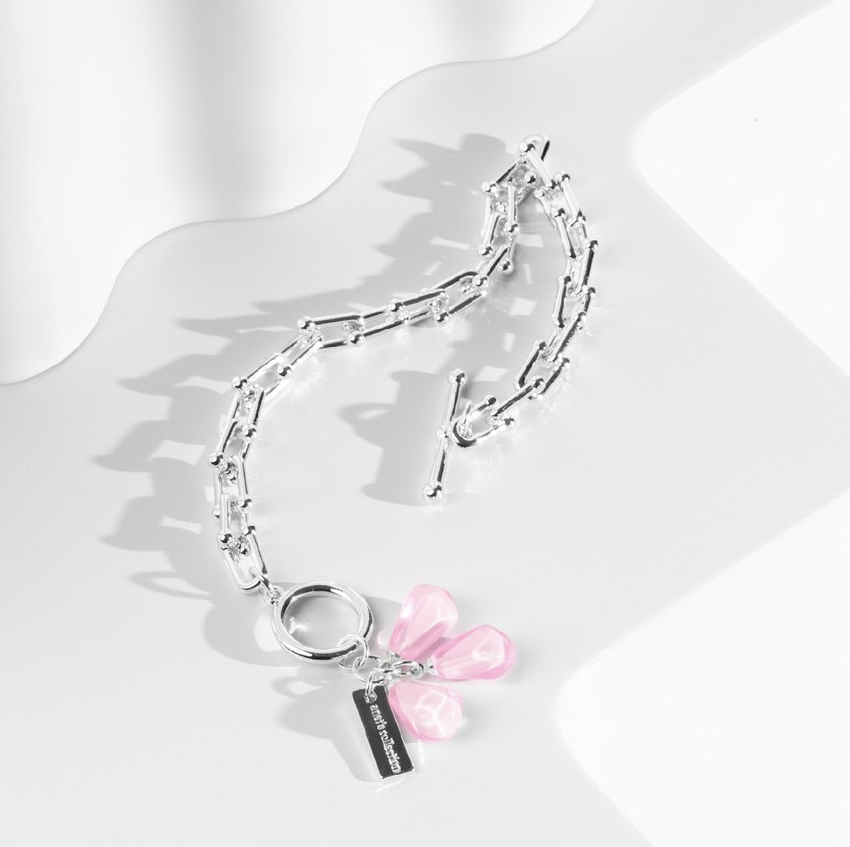 Pomegranate Seeds Bracelet in Silver and Pink